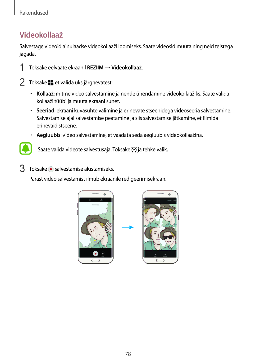 Samsung SM-G928FZSASEB, SM-G928FZKASEB, SM-G928FZDASEB, SM-G928FZKESEB, SM-G928FZDESEB manual Videokollaaž 