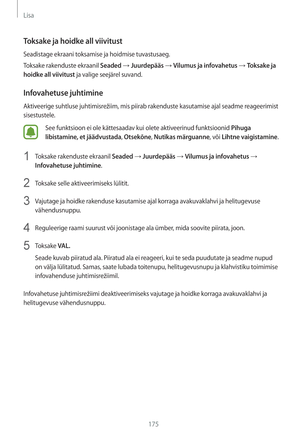 Samsung SM-G928FZDASEB, SM-G928FZKASEB, SM-G928FZKESEB manual Toksake ja hoidke all viivitust, Infovahetuse juhtimine 