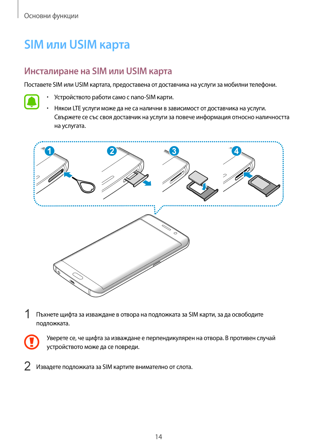 Samsung SM-G928FZKECNX, SM-G928FZSABGL, SM2G928FZSABGL, SM2G928FZDABGL, SM-G928FZDEROM Инсталиране на SIM или Usim карта 