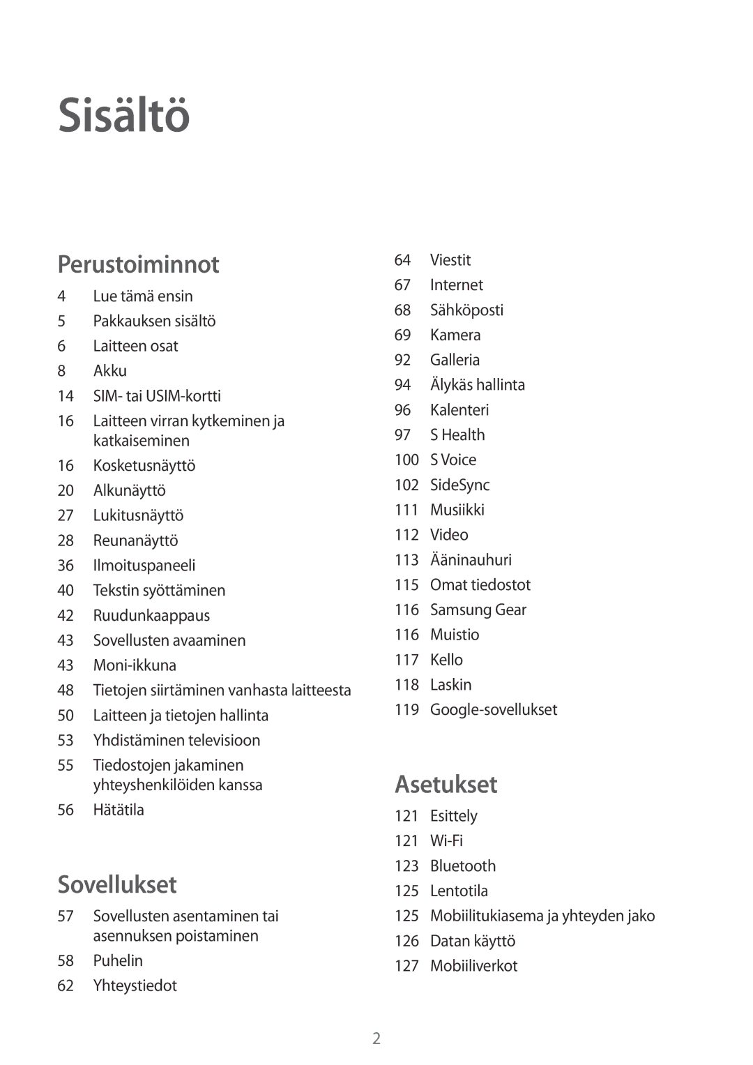 Samsung SM-G928FZKANEE, SM-G928FZSANEE, SM-G928FZDANEE manual Sisältö 