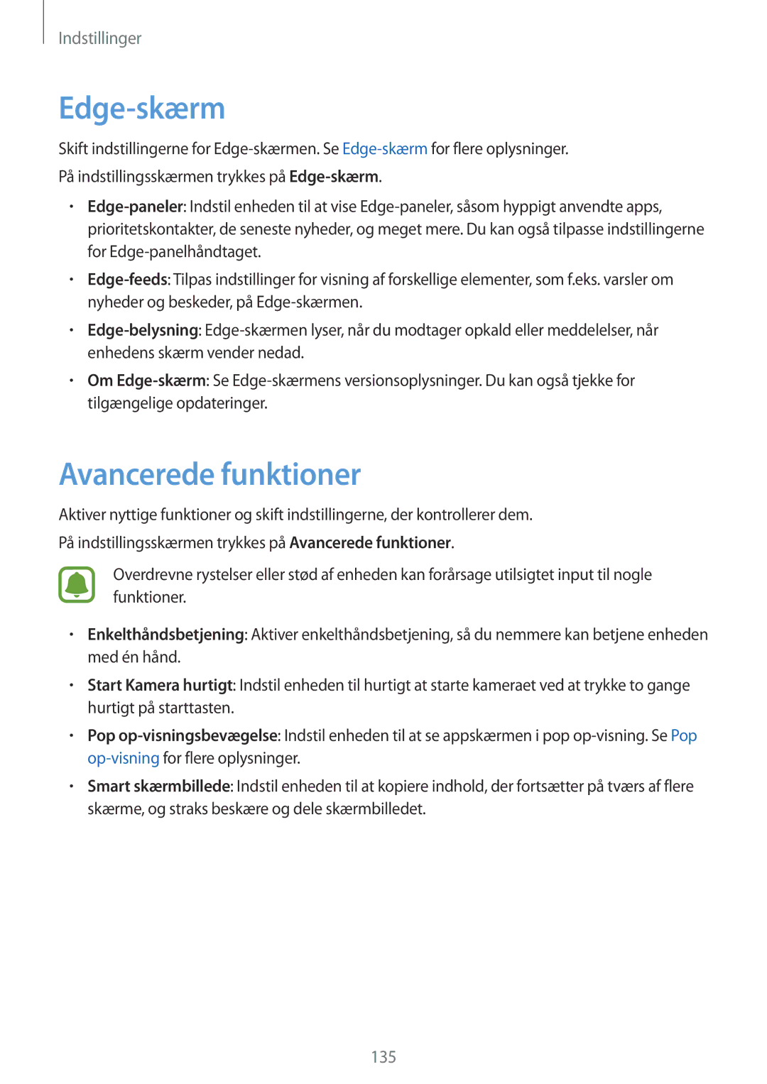 Samsung SM-G928FZSANEE, SM-G928FZDANEE, SM-G928FZKANEE manual Edge-skærm, Avancerede funktioner 