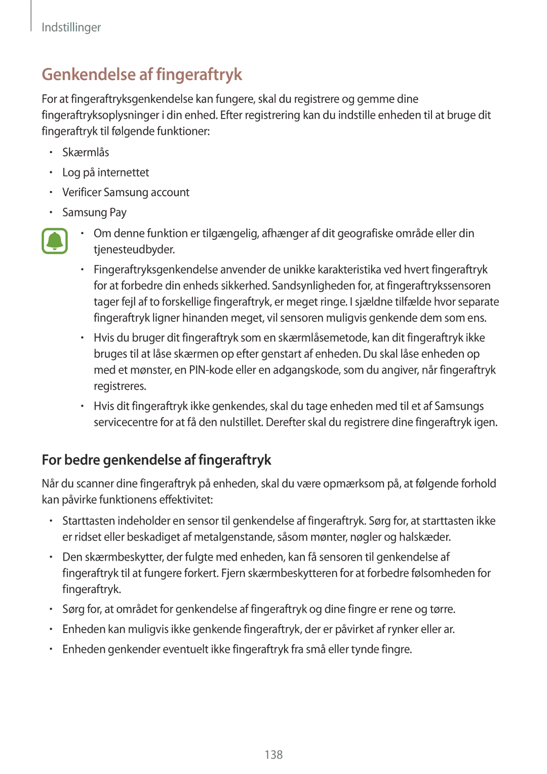 Samsung SM-G928FZSANEE, SM-G928FZDANEE, SM-G928FZKANEE Genkendelse af fingeraftryk, For bedre genkendelse af fingeraftryk 