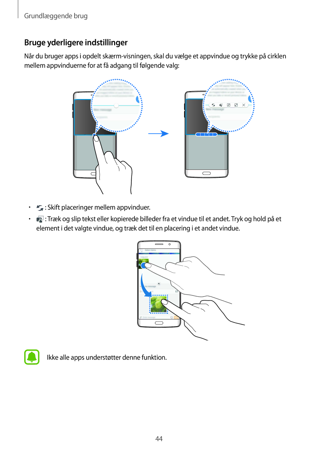 Samsung SM-G928FZKANEE, SM-G928FZSANEE, SM-G928FZDANEE manual Bruge yderligere indstillinger 