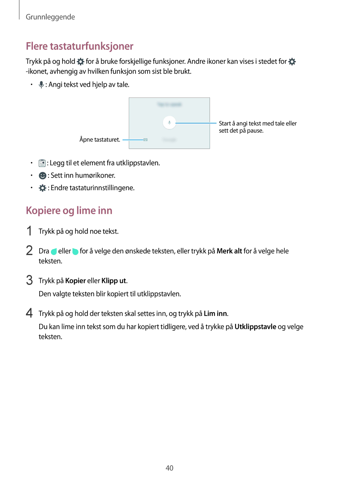 Samsung SM-G928FZDANEE, SM-G928FZSANEE, SM-G928FZKANEE manual Flere tastaturfunksjoner, Kopiere og lime inn 