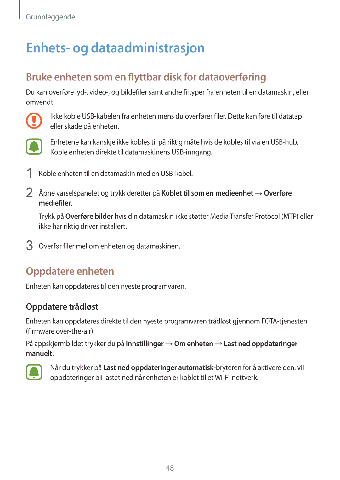 Samsung SM-G928FZSANEE Enhets- og dataadministrasjon, Bruke enheten som en flyttbar disk for dataoverføring, Mediefiler 