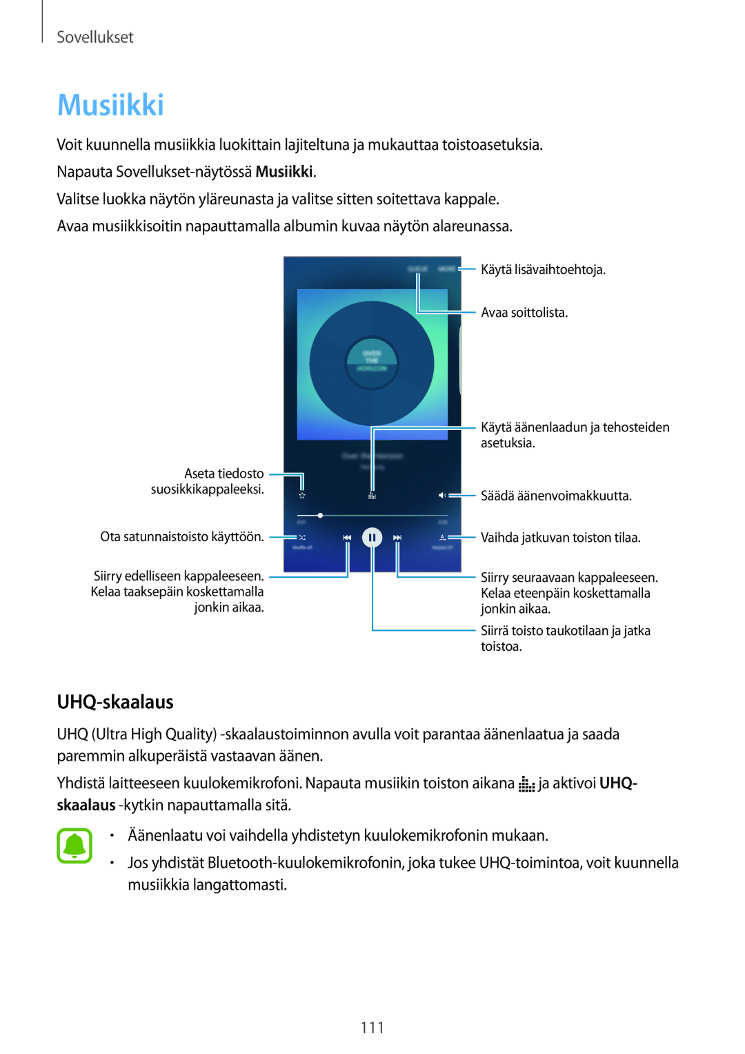 Samsung SM-G928FZSANEE, SM-G928FZDANEE, SM-G928FZKANEE manual Musiikki, UHQ-skaalaus 