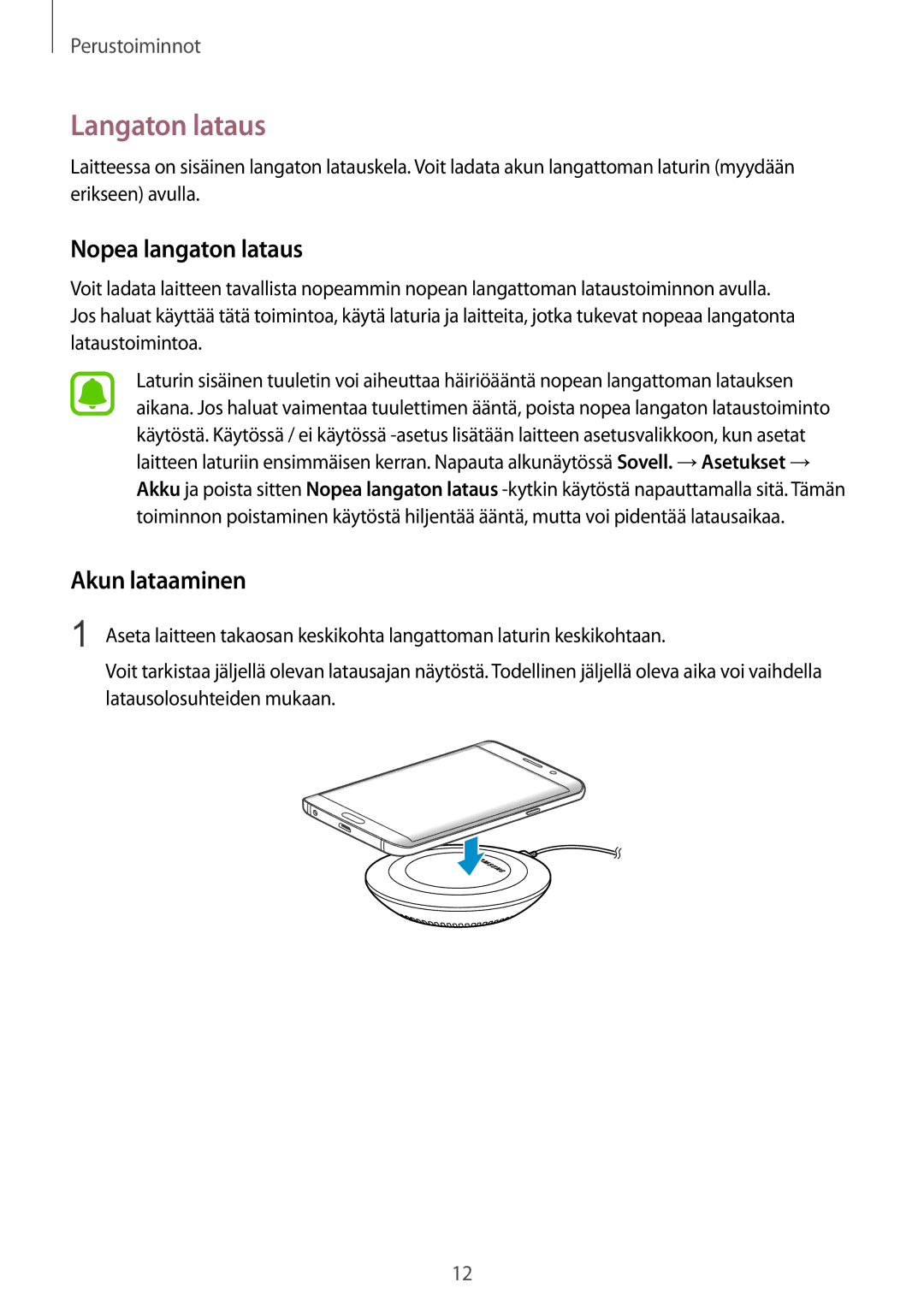 Samsung SM-G928FZSANEE, SM-G928FZDANEE, SM-G928FZKANEE manual Langaton lataus, Nopea langaton lataus, Akun lataaminen 