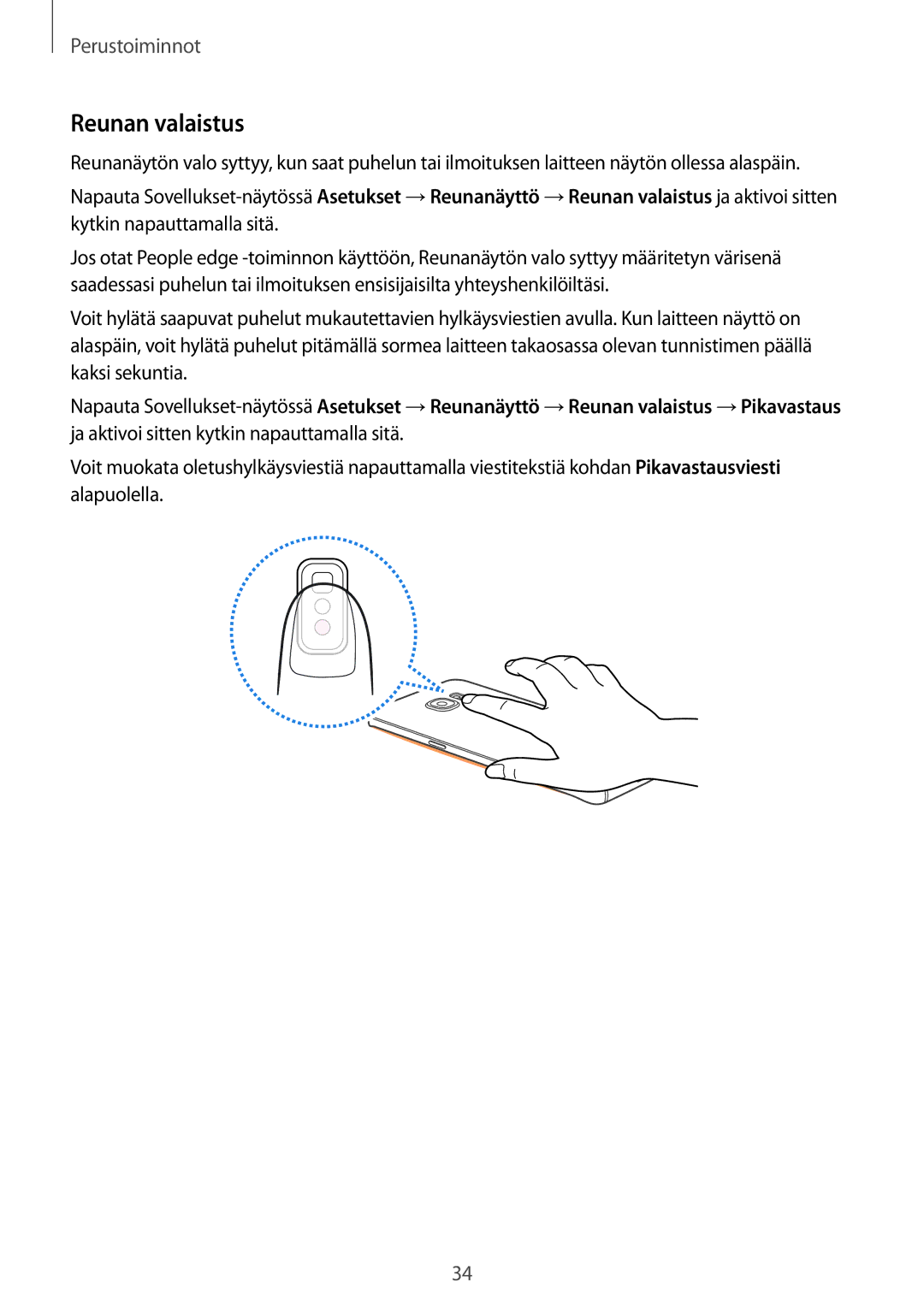 Samsung SM-G928FZDANEE, SM-G928FZSANEE, SM-G928FZKANEE manual Reunan valaistus 