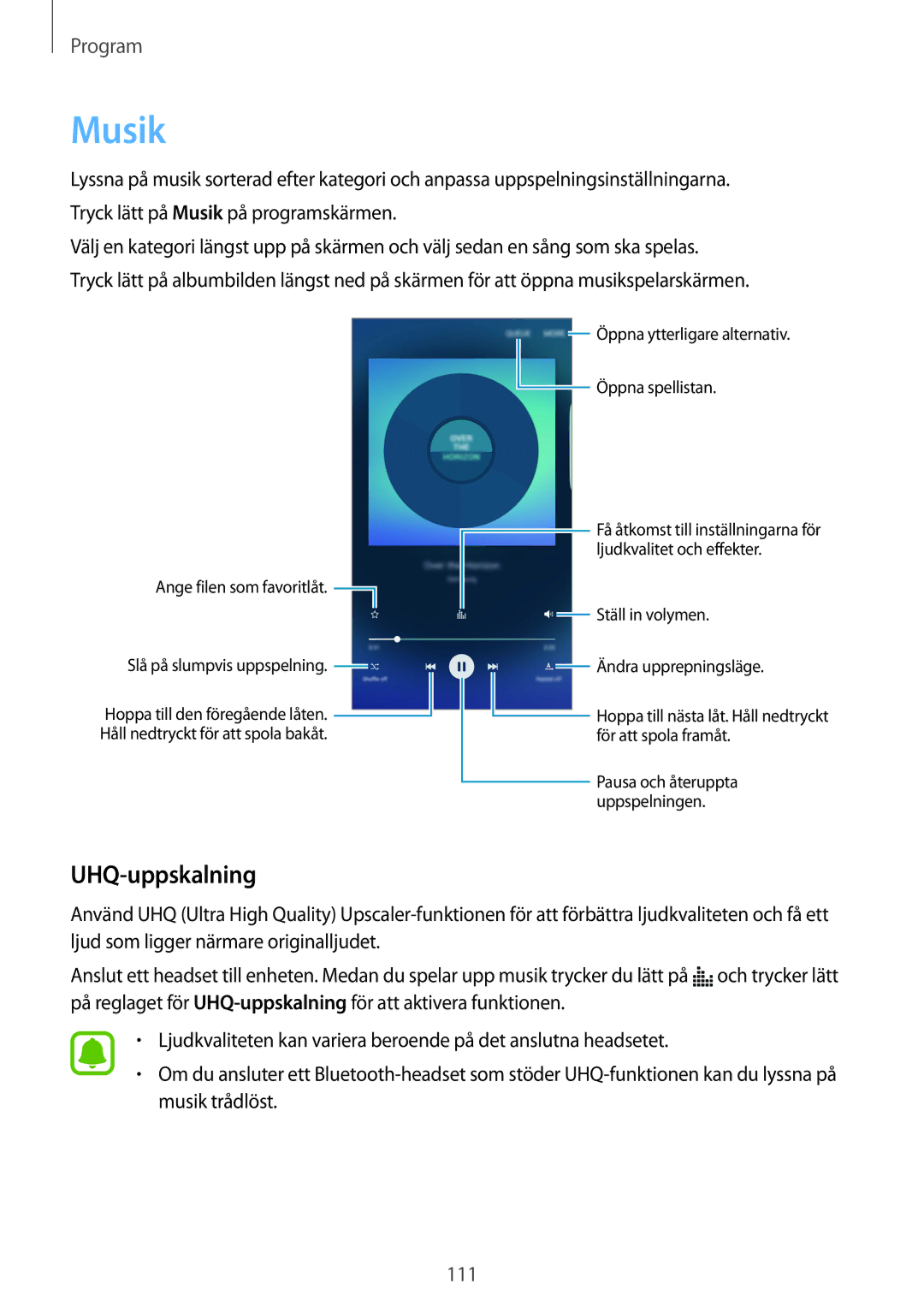 Samsung SM-G928FZSANEE, SM-G928FZDANEE, SM-G928FZKANEE manual Musik, UHQ-uppskalning 