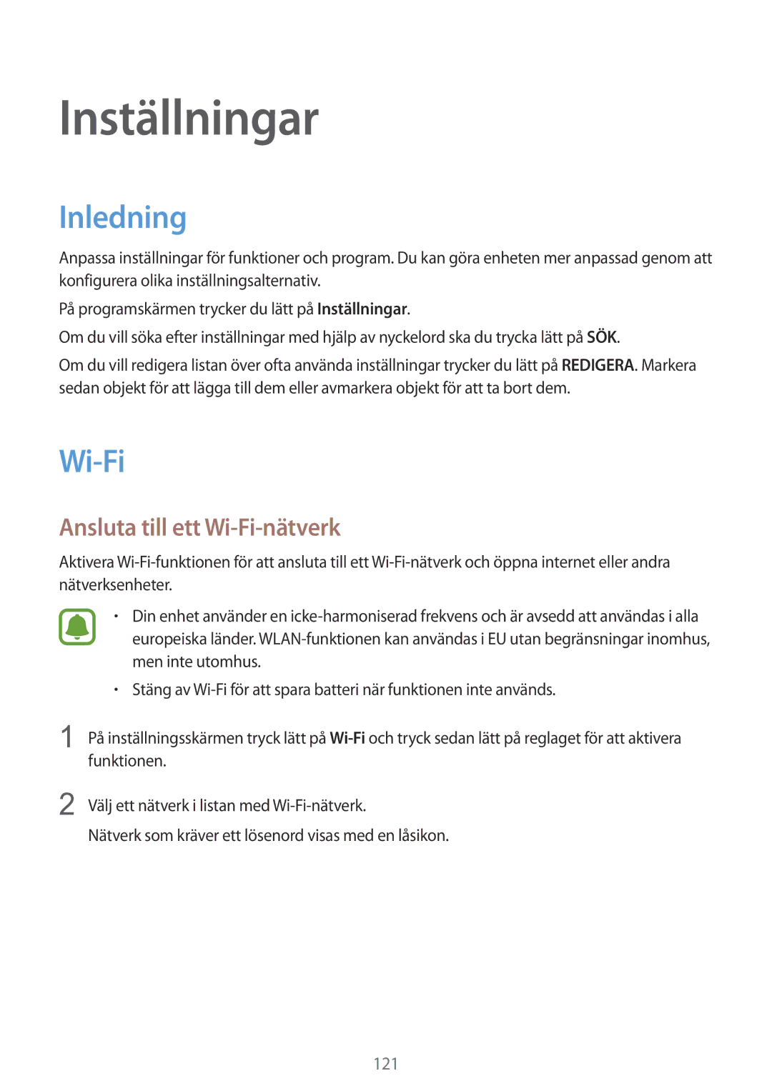 Samsung SM-G928FZDANEE, SM-G928FZSANEE, SM-G928FZKANEE manual Inledning, Ansluta till ett Wi-Fi-nätverk 