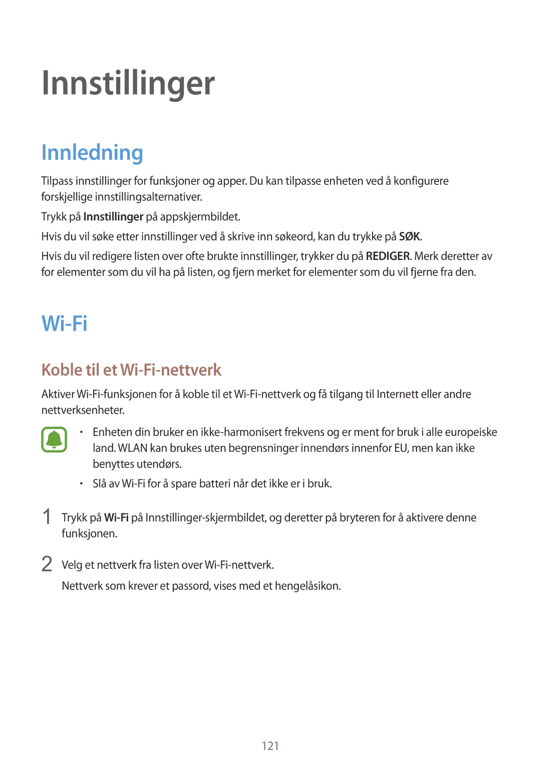 Samsung SM-G928FZDANEE, SM-G928FZSANEE, SM-G928FZKANEE manual Innledning, Koble til et Wi-Fi-nettverk 
