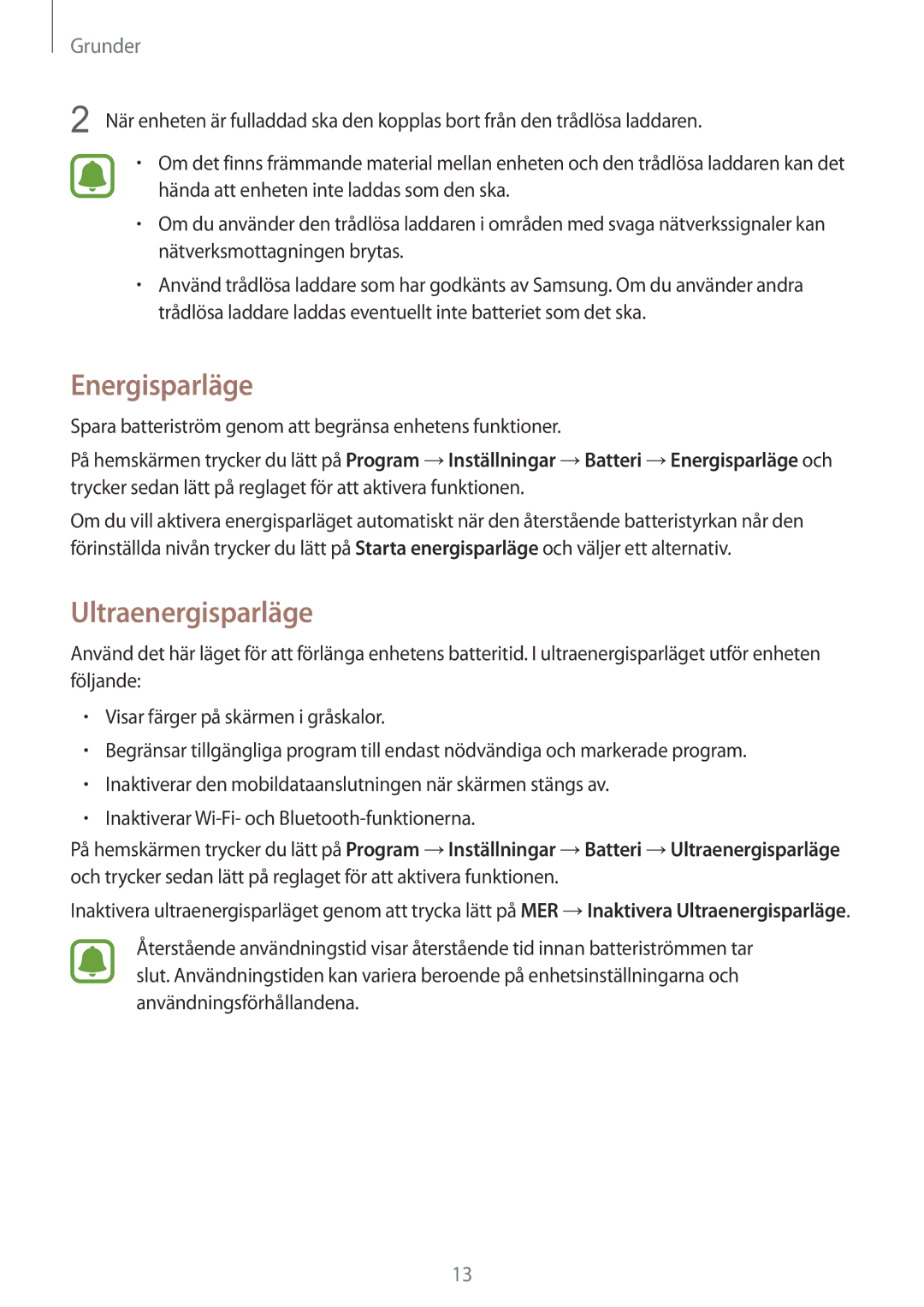 Samsung SM-G928FZDANEE, SM-G928FZSANEE, SM-G928FZKANEE manual Energisparläge, Ultraenergisparläge 