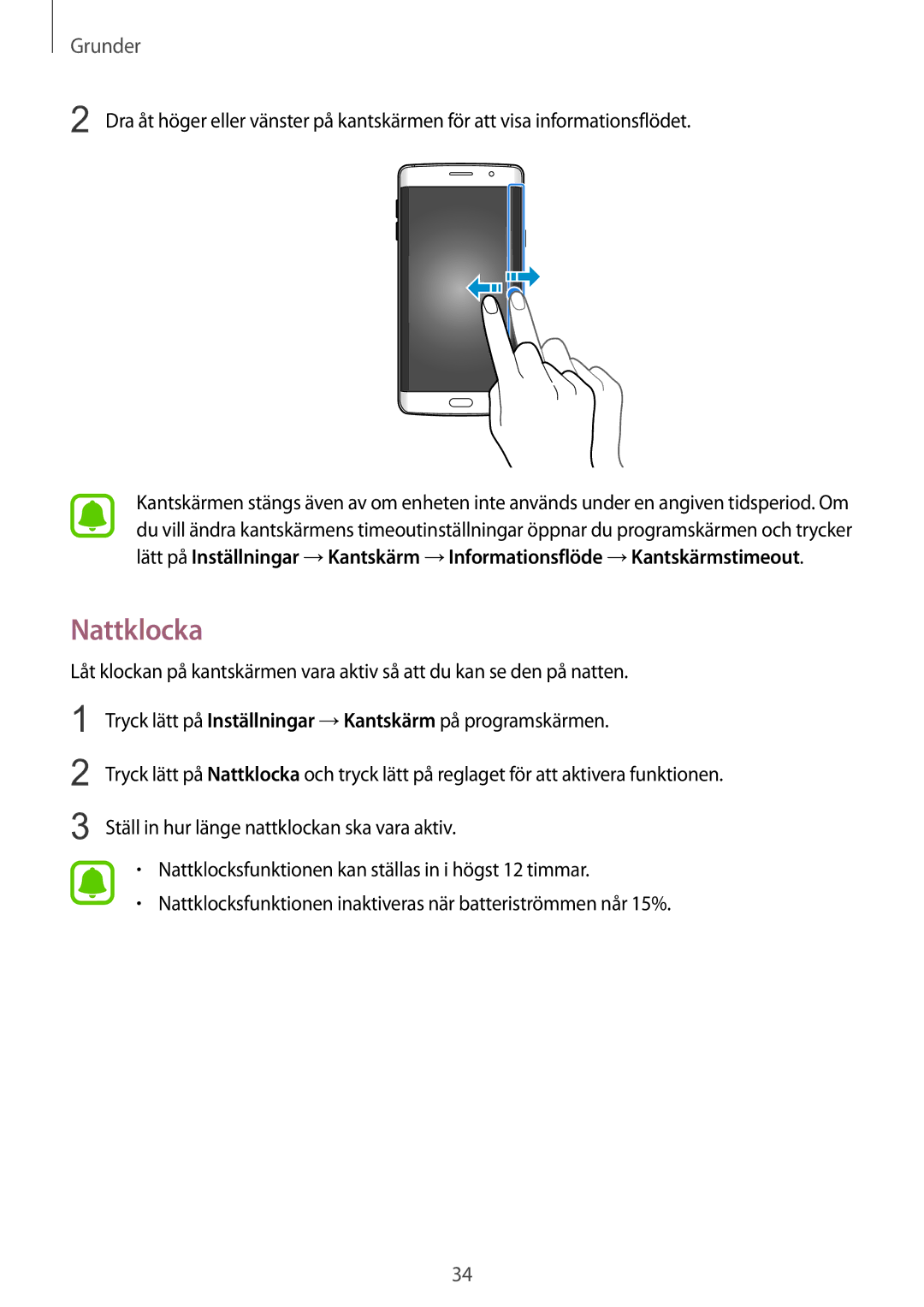 Samsung SM-G928FZDANEE, SM-G928FZSANEE, SM-G928FZKANEE manual Nattklocka 