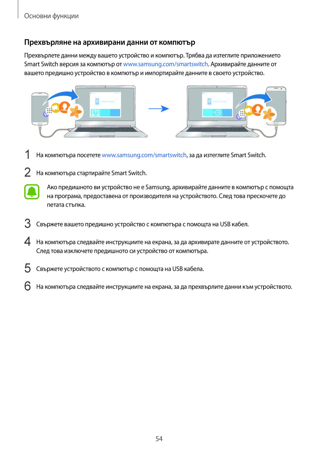 Samsung SM-G930FZKABGL, SM-G930FEDABGL, SM-G930FZDABGL, SM-G930FZSABGL manual Прехвърляне на архивирани данни от компютър 