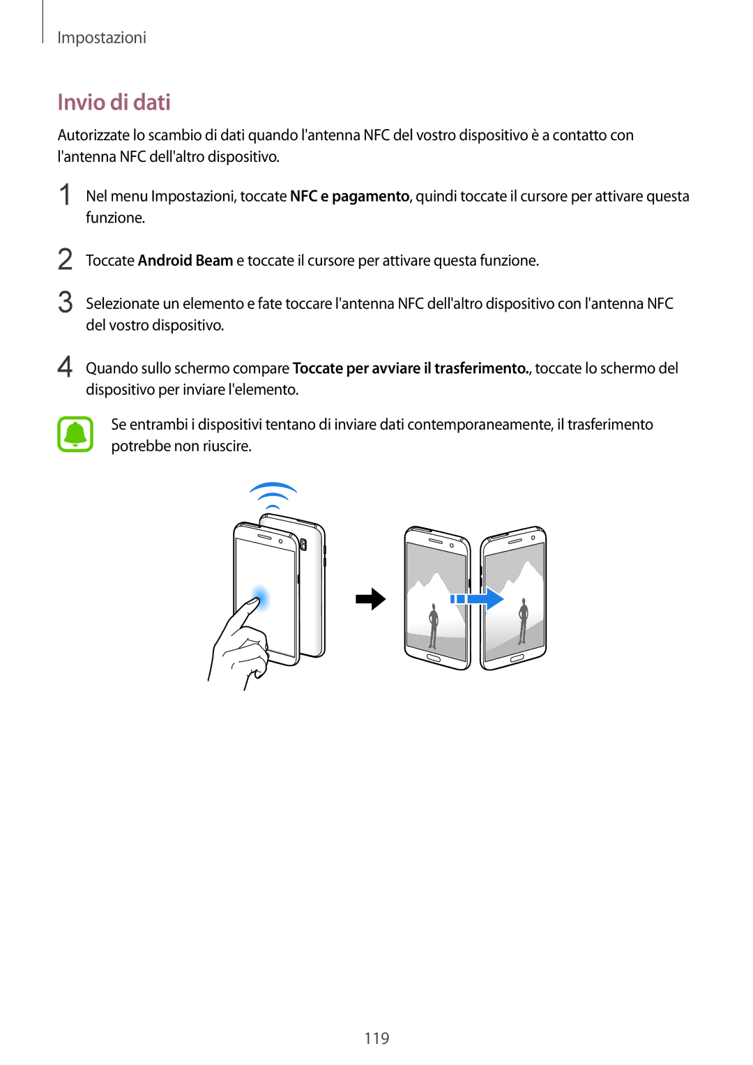 Samsung SM-G930FZKAITV, SM-G930FEDAITV, SM-G930FZWAITV, SM-G930FZSAITV, SM-G930FZDAITV manual Invio di dati 