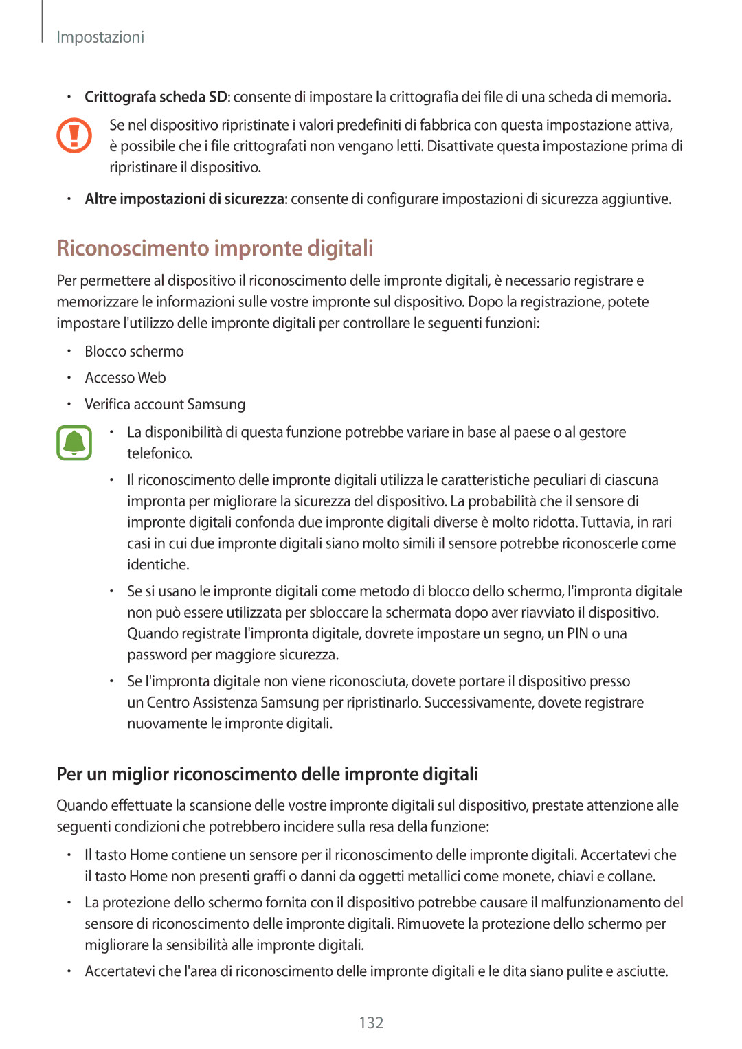 Samsung SM-G930FZSAITV manual Riconoscimento impronte digitali, Per un miglior riconoscimento delle impronte digitali 