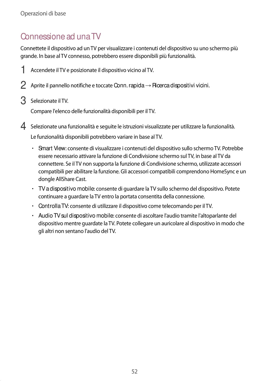 Samsung SM-G930FZSAITV, SM-G930FEDAITV, SM-G930FZWAITV, SM-G930FZDAITV, SM-G930FZKAITV manual Connessione ad una TV 