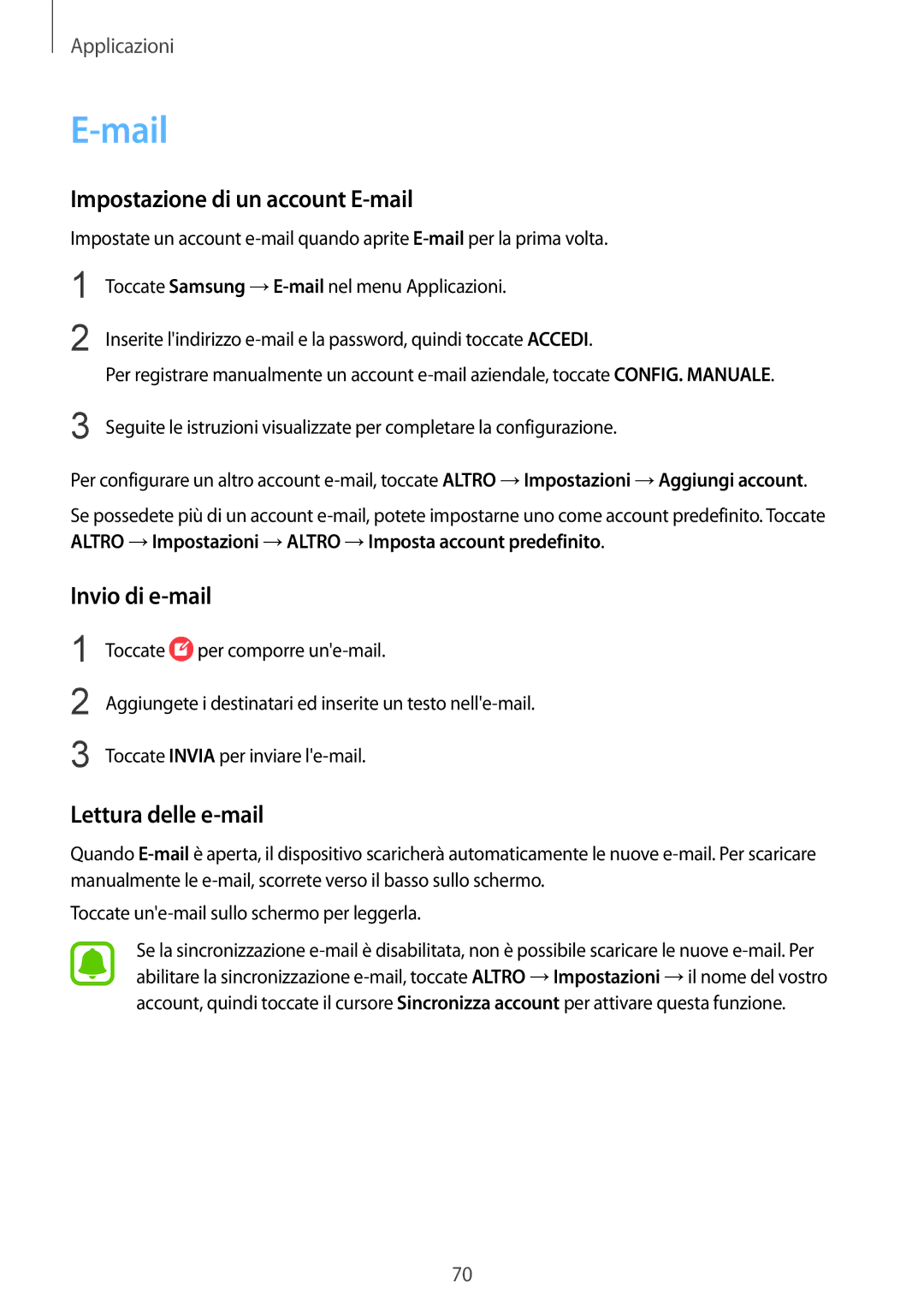 Samsung SM-G930FEDAITV, SM-G930FZWAITV manual Mail, Impostazione di un account E-mail, Invio di e-mail, Lettura delle e-mail 