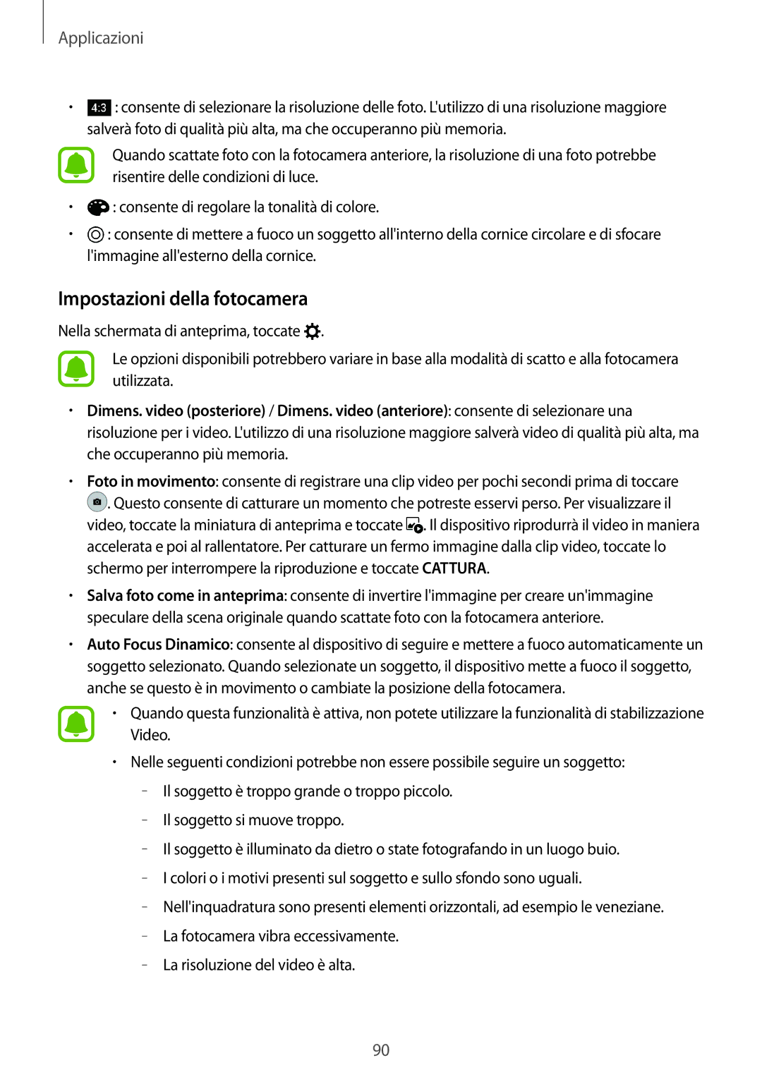 Samsung SM-G930FEDAITV, SM-G930FZWAITV, SM-G930FZSAITV, SM-G930FZDAITV, SM-G930FZKAITV manual Impostazioni della fotocamera 