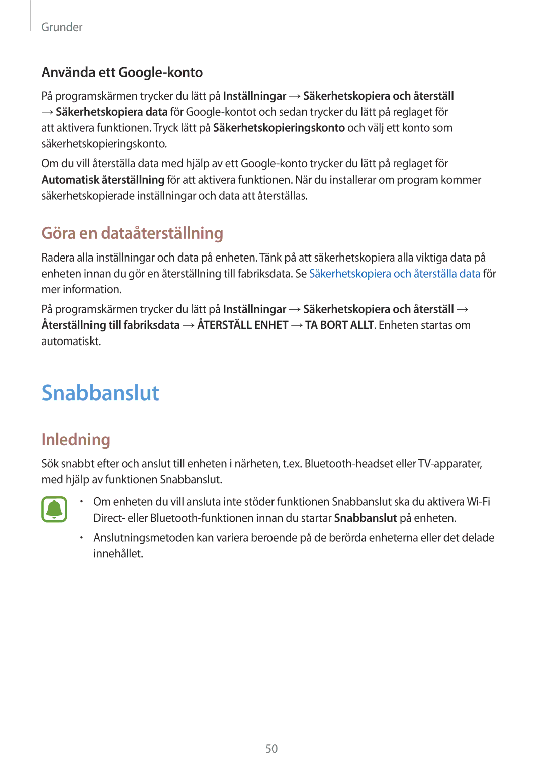 Samsung SM-G930FEDANEE, SM-G930FZWANEE, SM-G930FZSANEE Snabbanslut, Göra en dataåterställning, Använda ett Google-konto 