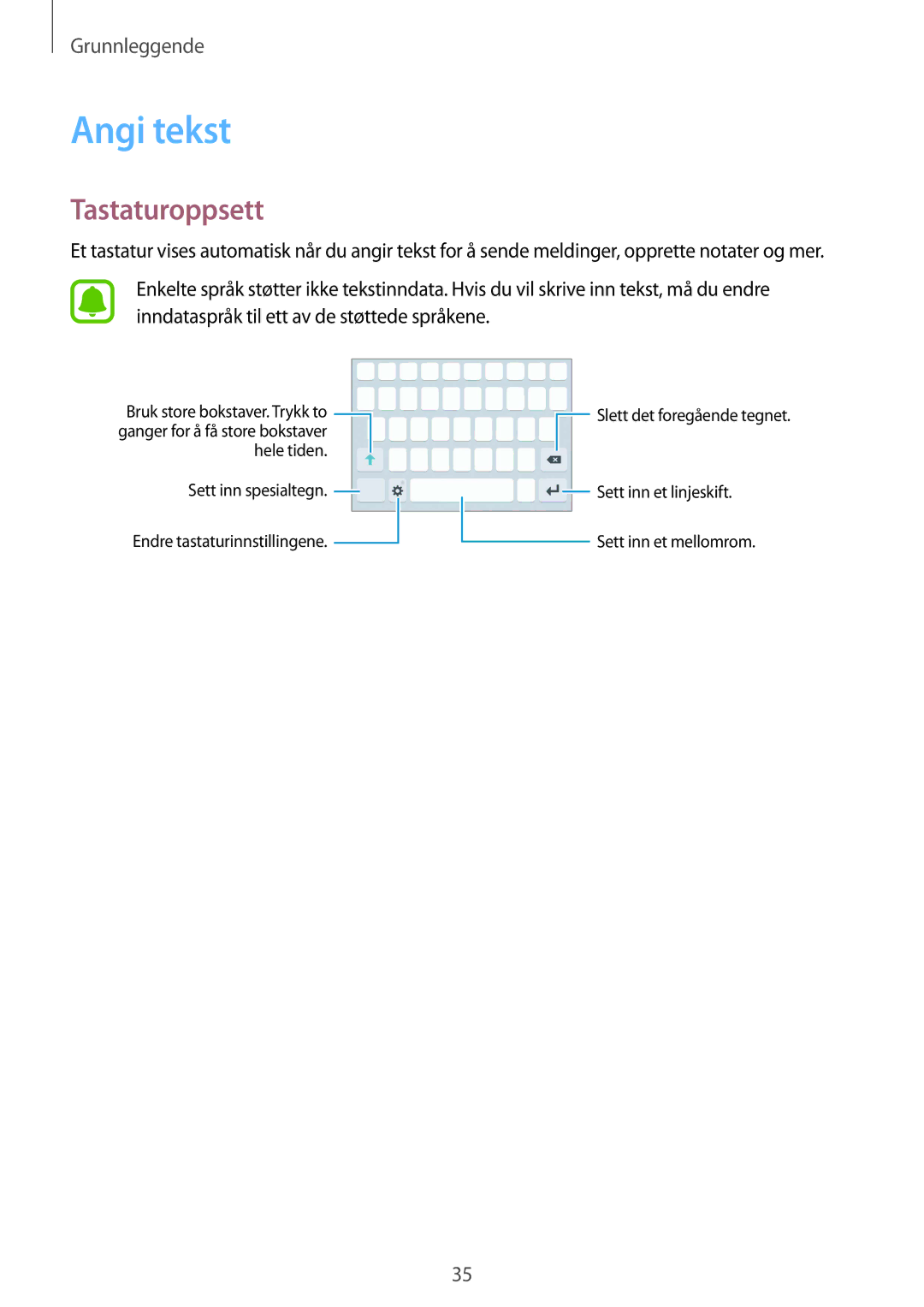 Samsung SM-G930FEDANEE, SM-G930FZWANEE, SM-G930FZSANEE, SM-G930FZKANEE, SM-G930FZDANEE manual Angi tekst, Tastaturoppsett 