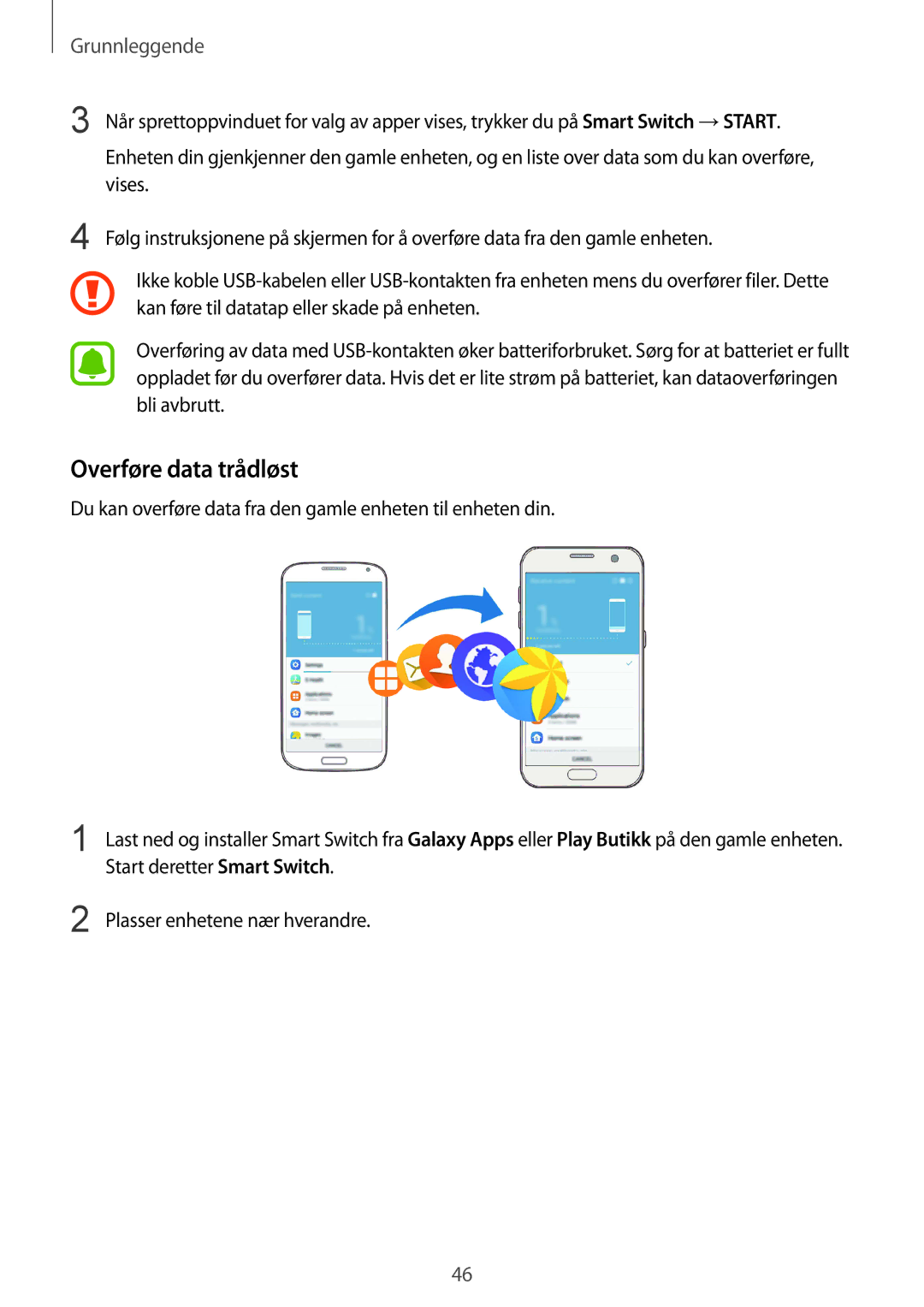 Samsung SM-G930FZWANEE, SM-G930FEDANEE, SM-G930FZSANEE, SM-G930FZKANEE, SM-G930FZDANEE manual Overføre data trådløst 