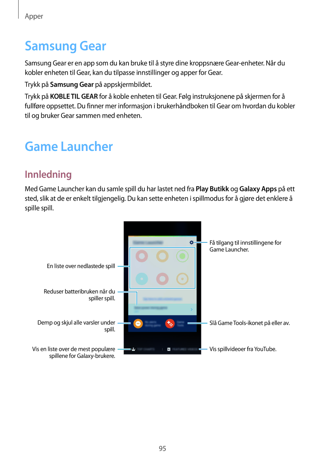 Samsung SM-G930FEDANEE, SM-G930FZWANEE, SM-G930FZSANEE, SM-G930FZKANEE, SM-G930FZDANEE manual Samsung Gear, Game Launcher 