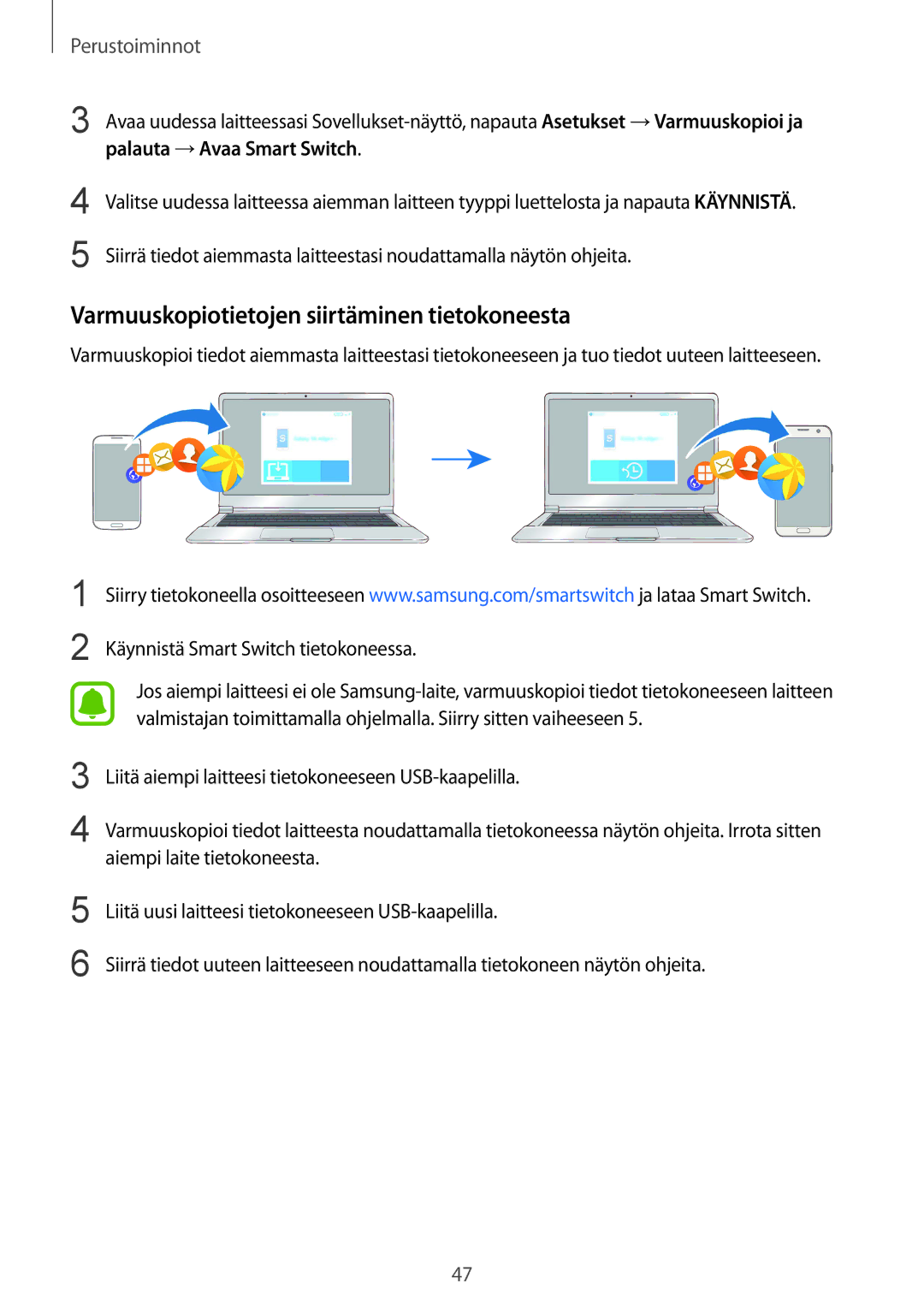 Samsung SM-G930FZSANEE, SM-G930FEDANEE, SM-G930FZWANEE, SM-G930FZKANEE manual Varmuuskopiotietojen siirtäminen tietokoneesta 