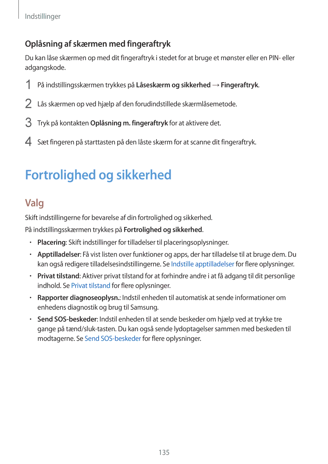 Samsung SM-G930FEDANEE, SM-G930FZWANEE, SM-G930FZSANEE Fortrolighed og sikkerhed, Oplåsning af skærmen med fingeraftryk 