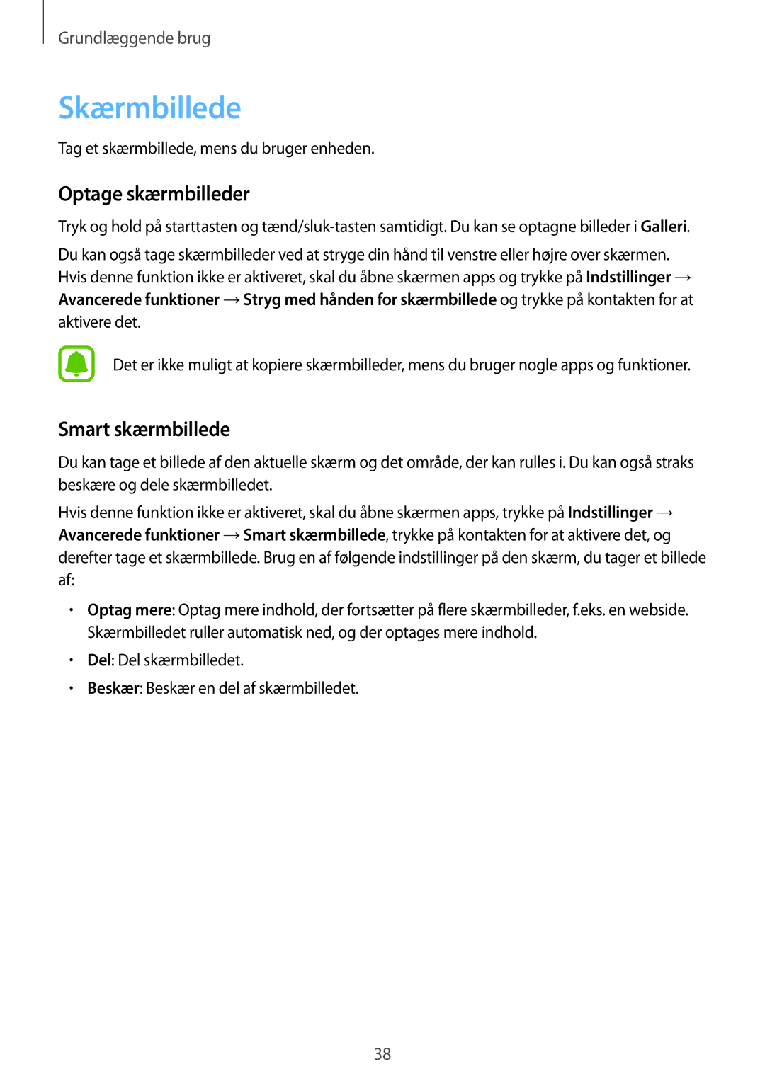 Samsung SM-G930FZKANEE Skærmbillede, Optage skærmbilleder, Smart skærmbillede, Tag et skærmbillede, mens du bruger enheden 