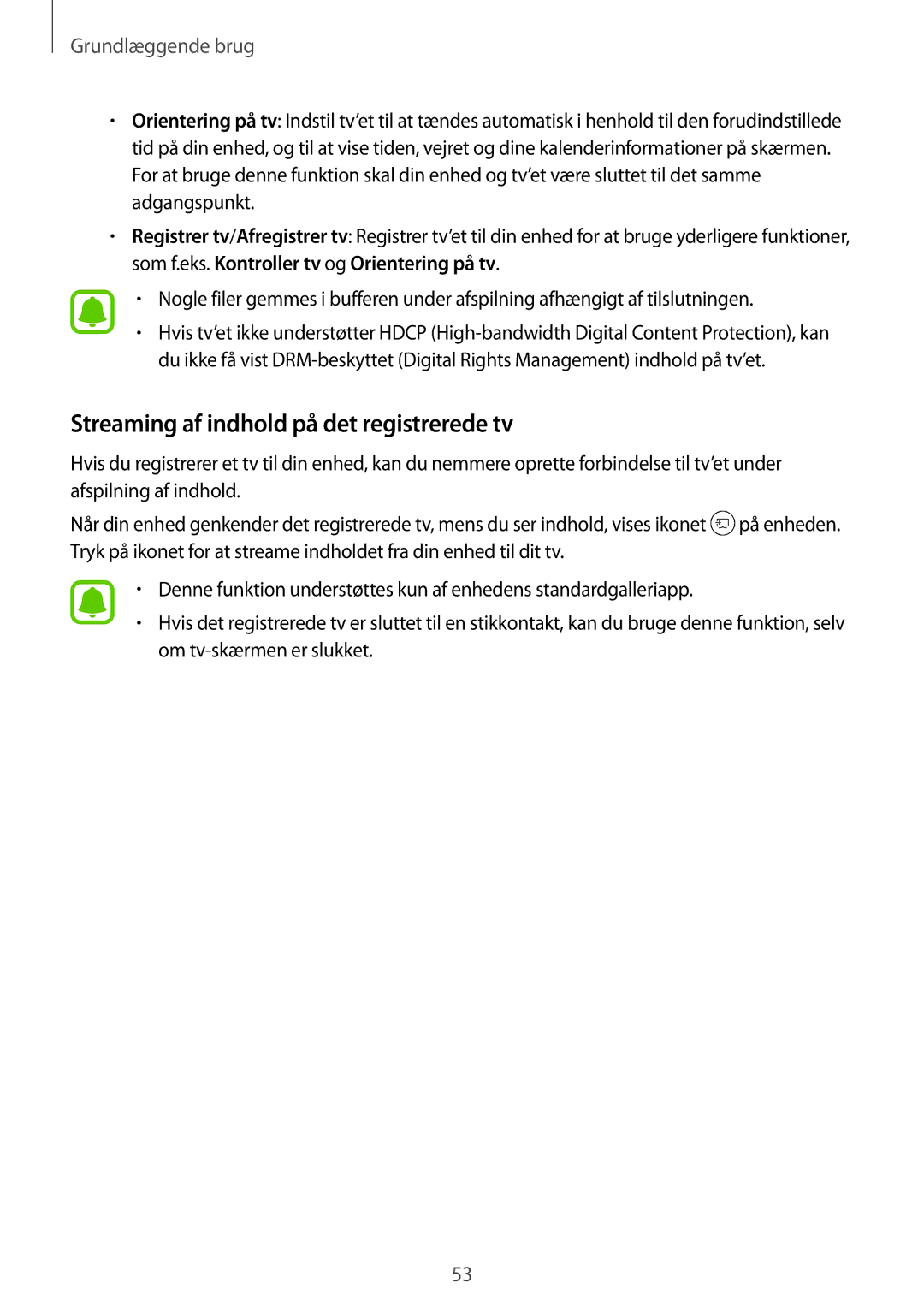 Samsung SM-G930FZKANEE, SM-G930FEDANEE, SM-G930FZWANEE, SM-G930FZSANEE manual Streaming af indhold på det registrerede tv 