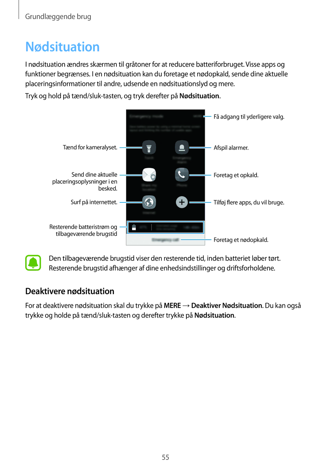 Samsung SM-G930FEDANEE, SM-G930FZWANEE, SM-G930FZSANEE, SM-G930FZKANEE, SM-G930FZDANEE Nødsituation, Deaktivere nødsituation 