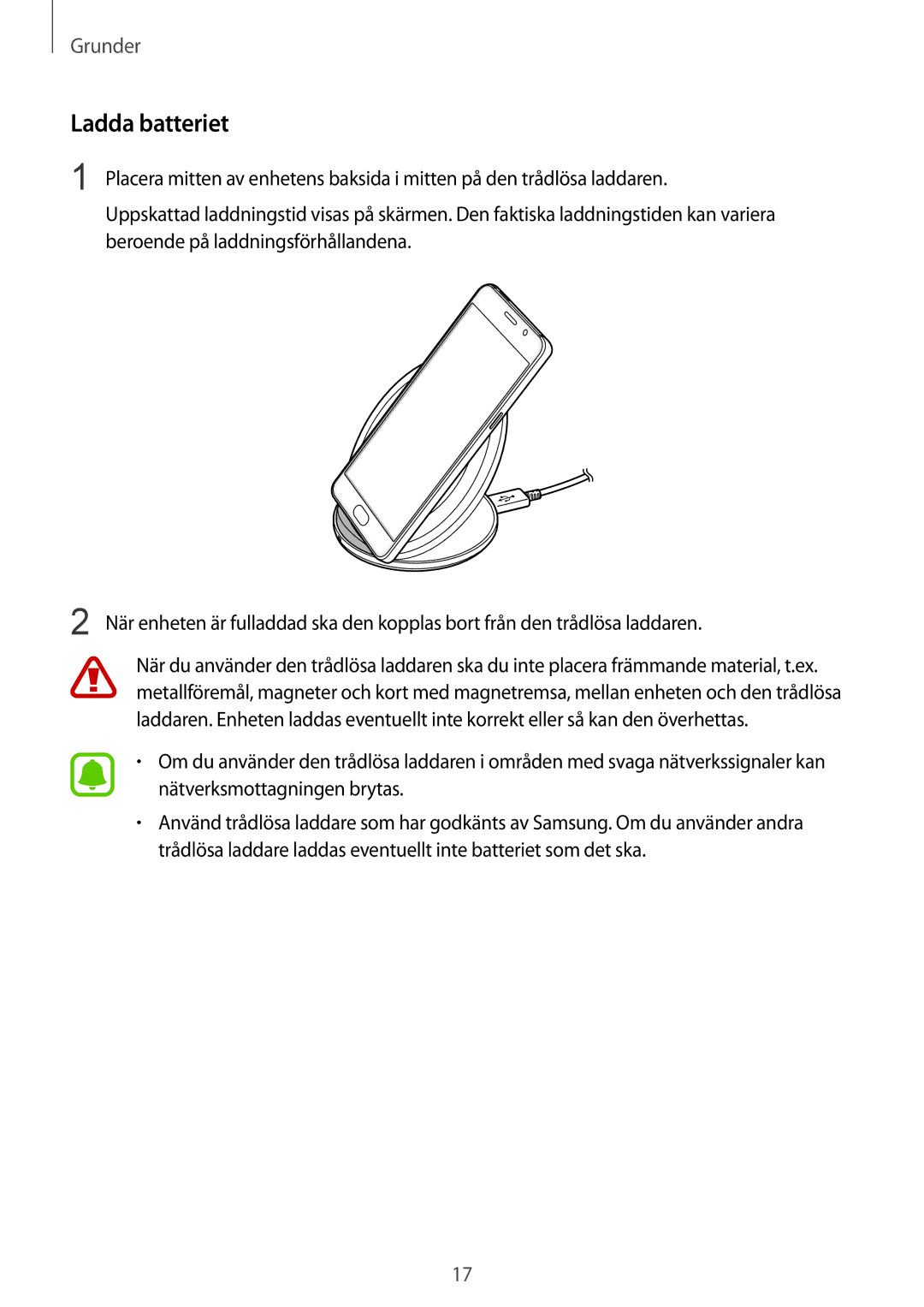 Samsung SM-G930FZSANEE, SM-G930FEDANEE, SM-G930FZWANEE, SM-G930FZKANEE, SM-G930FZDANEE manual Ladda batteriet 