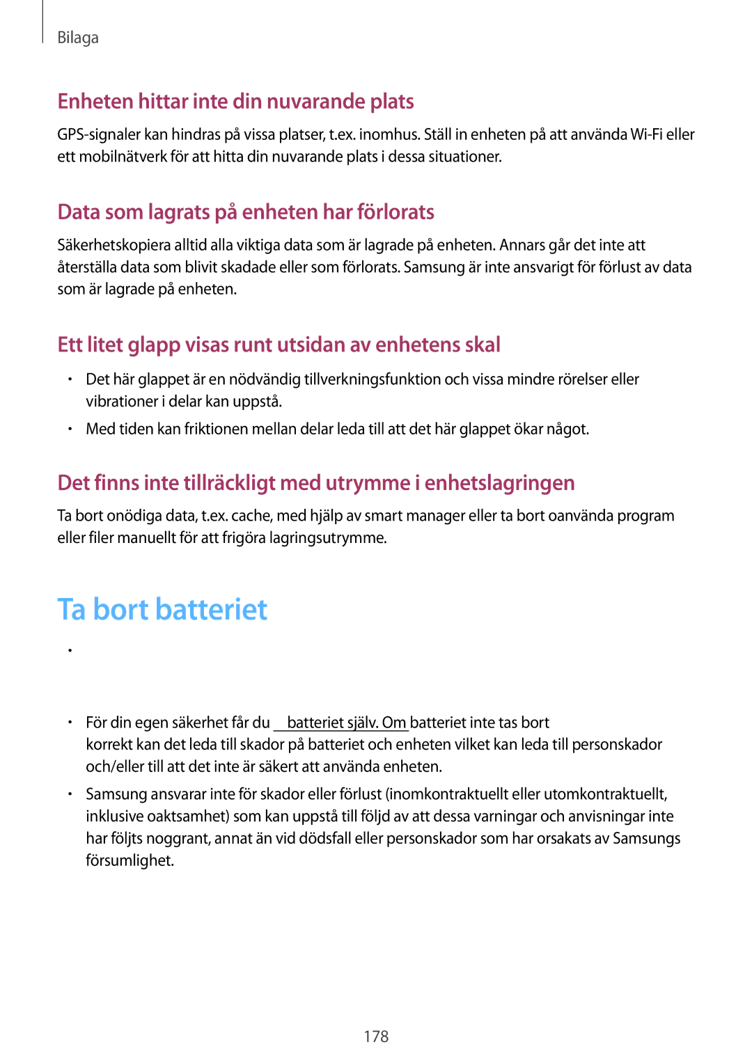 Samsung SM-G930FZKANEE, SM-G930FEDANEE, SM-G930FZWANEE manual Ta bort batteriet, Enheten hittar inte din nuvarande plats 