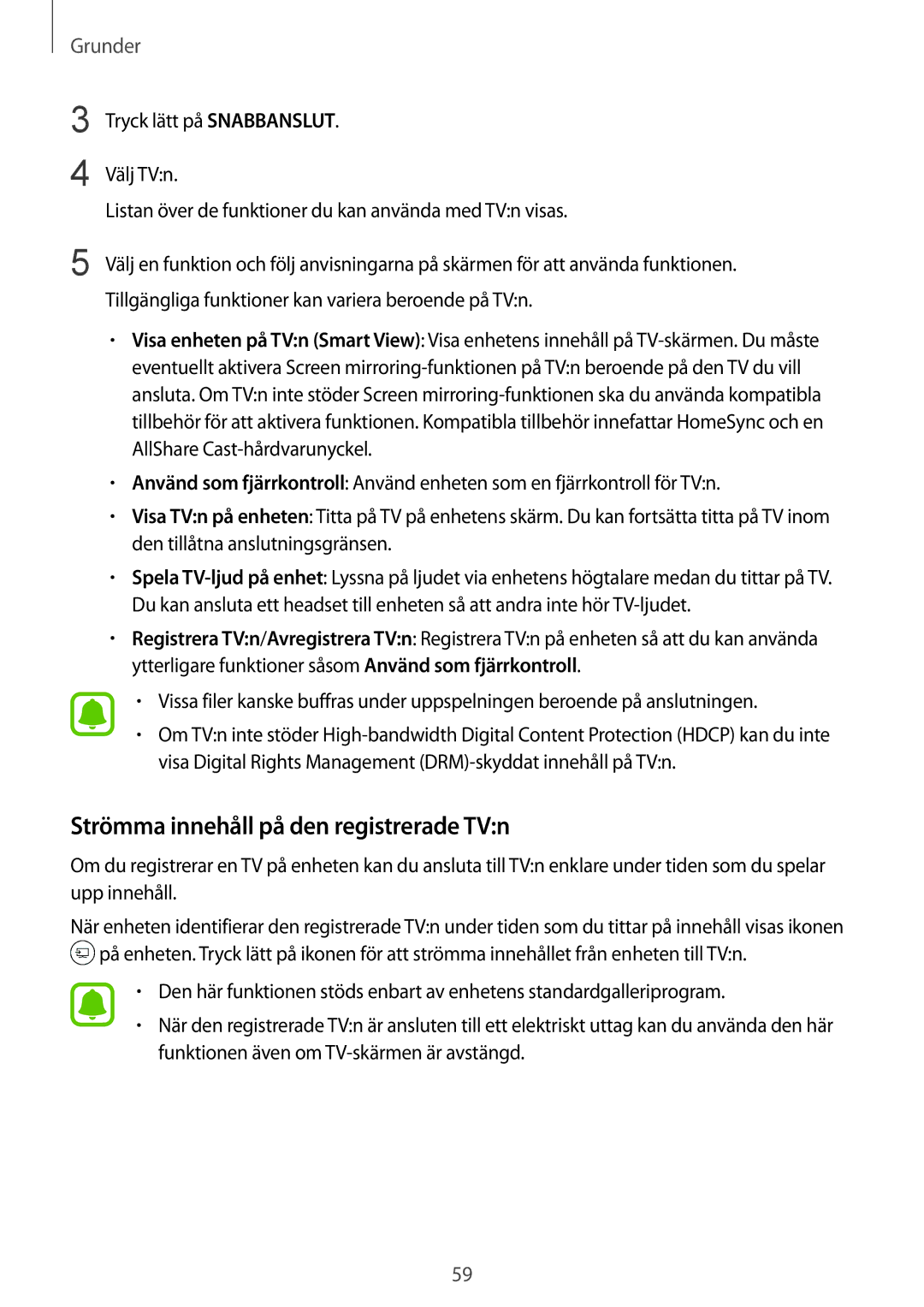 Samsung SM-G930FZDANEE, SM-G930FEDANEE, SM-G930FZWANEE, SM-G930FZSANEE manual Strömma innehåll på den registrerade TVn 