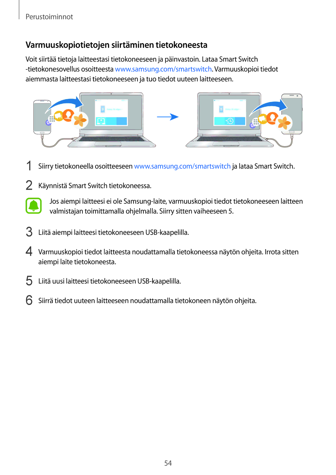 Samsung SM-G930FZDANEE, SM-G930FEDANEE, SM-G930FZWANEE, SM-G930FZSANEE manual Varmuuskopiotietojen siirtäminen tietokoneesta 