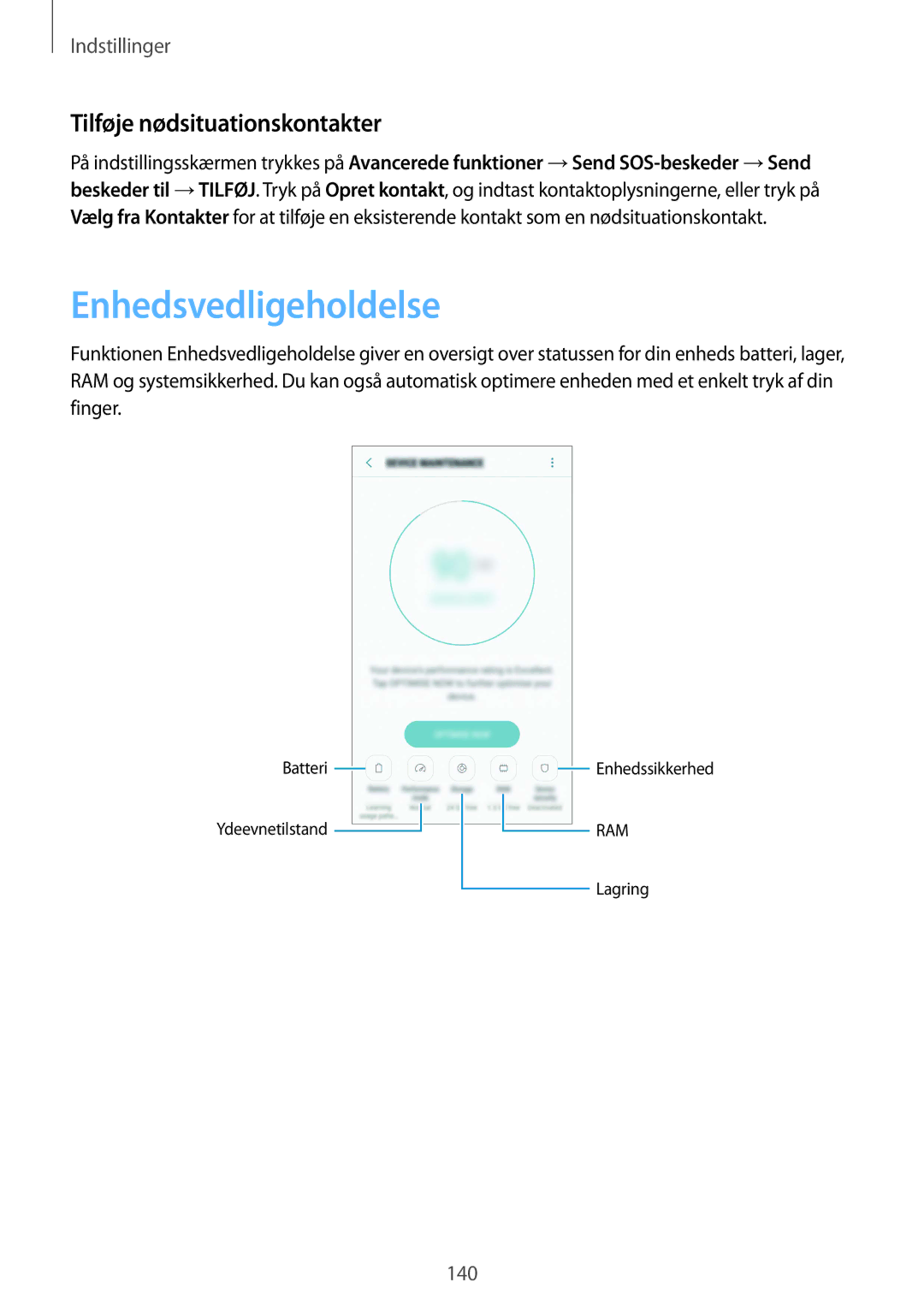 Samsung SM-G930FEDANEE, SM-G930FZWANEE, SM-G930FZSANEE, SM-G930FZKANEE Enhedsvedligeholdelse, Tilføje nødsituationskontakter 