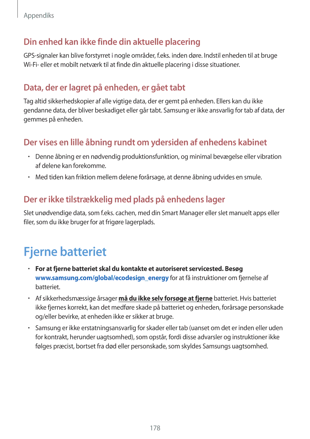 Samsung SM-G930FZKANEE, SM-G930FEDANEE, SM-G930FZWANEE Fjerne batteriet, Din enhed kan ikke finde din aktuelle placering 