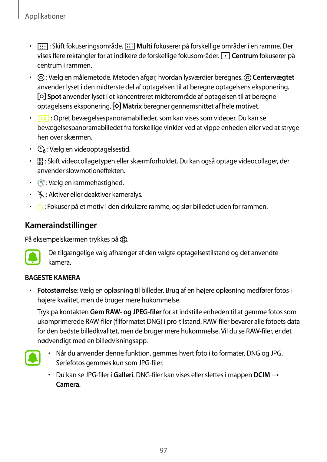 Samsung SM-G930FZSANEE, SM-G930FEDANEE, SM-G930FZWANEE, SM-G930FZKANEE, SM-G930FZDANEE Kameraindstillinger, Bageste Kamera 