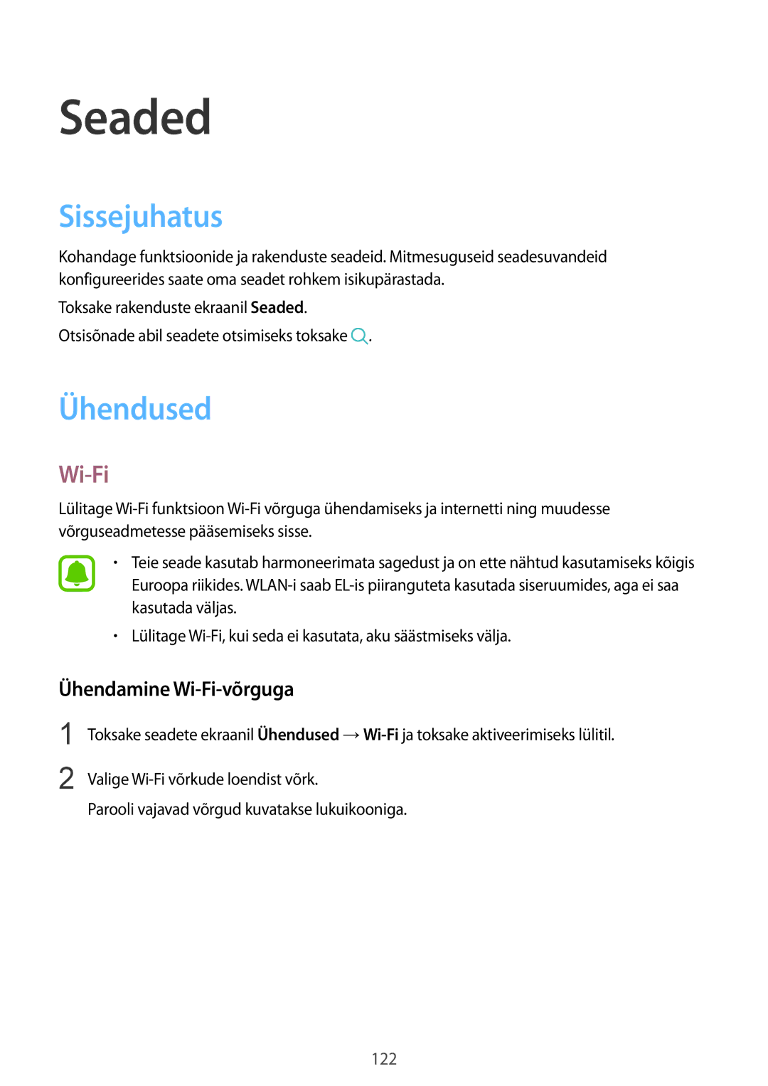 Samsung SM-G930FZDASEB manual Sissejuhatus, Ühendused, Ühendamine Wi-Fi-võrguga 