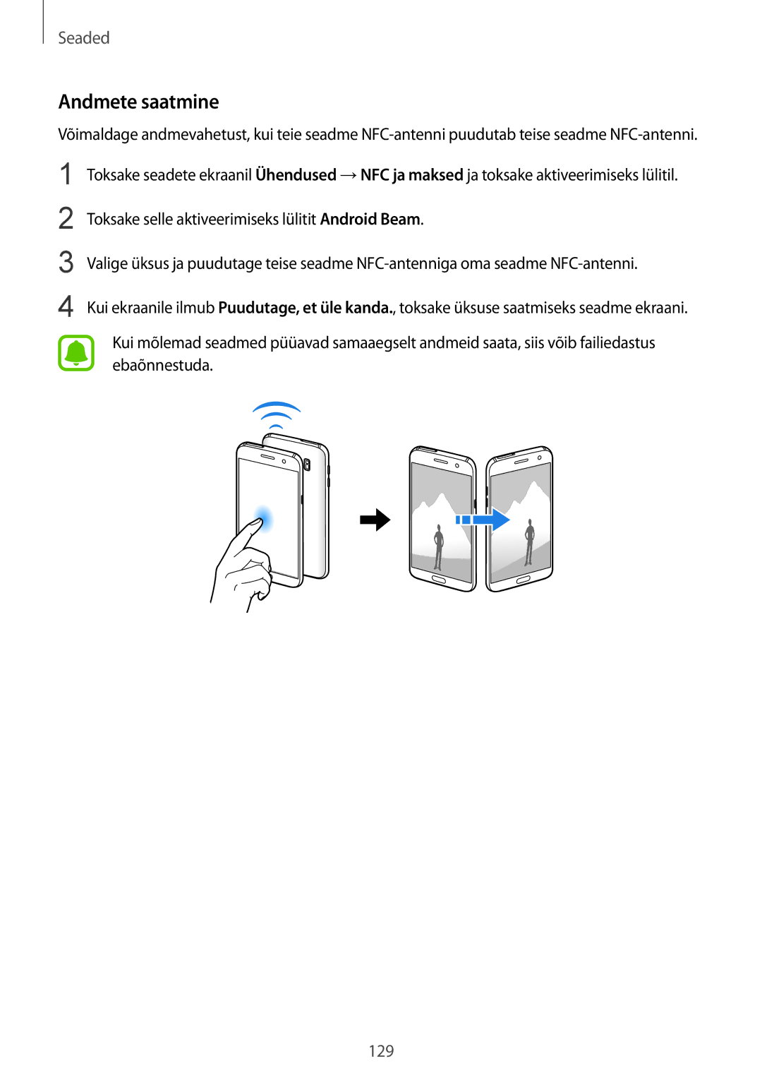 Samsung SM-G930FZDASEB manual Andmete saatmine 