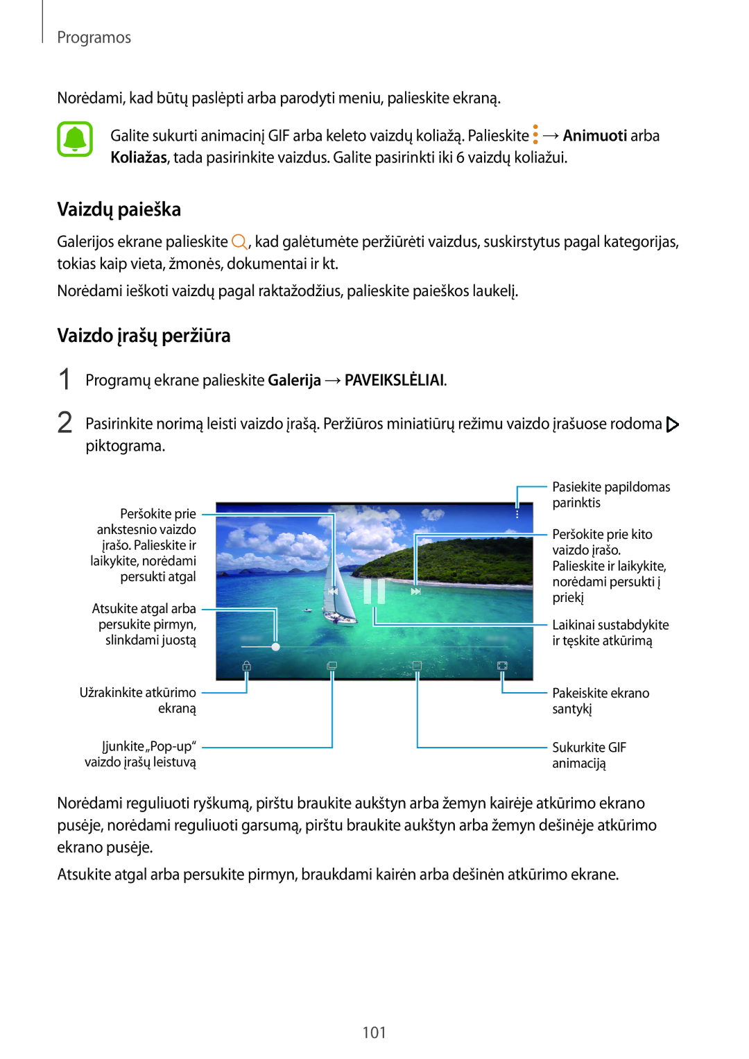 Samsung SM-G930FZDASEB manual Vaizdų paieška, Vaizdo įrašų peržiūra 