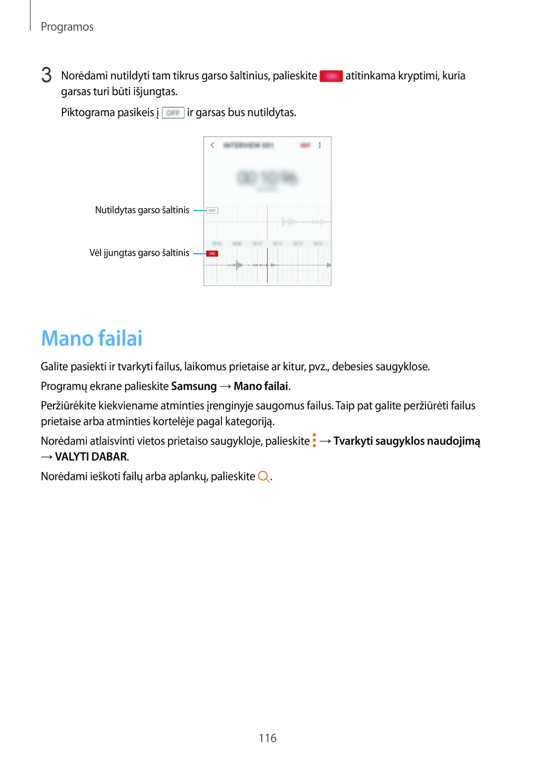 Samsung SM-G930FZDASEB manual Mano failai 