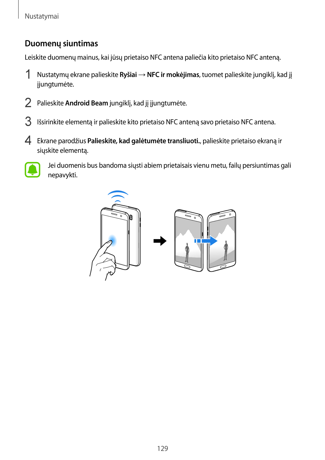 Samsung SM-G930FZDASEB manual Duomenų siuntimas 