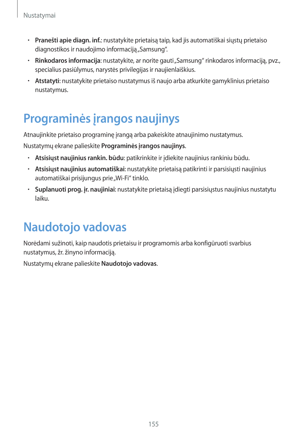 Samsung SM-G930FZDASEB manual Programinės įrangos naujinys, Naudotojo vadovas 