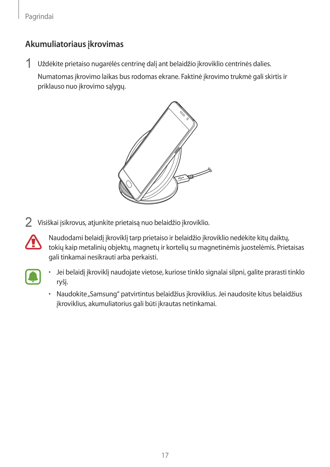 Samsung SM-G930FZDASEB manual Akumuliatoriaus įkrovimas 