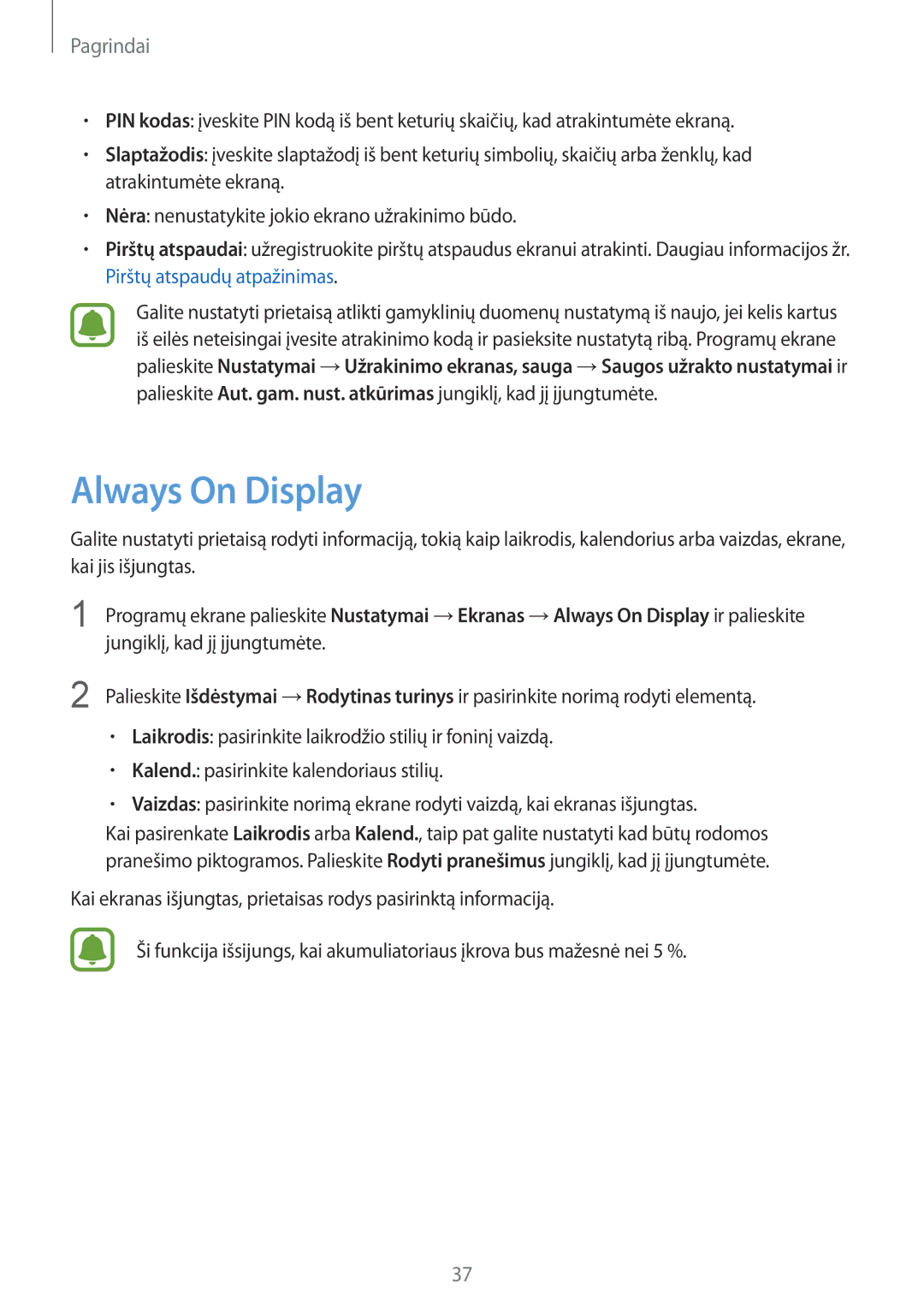 Samsung SM-G930FZDASEB manual Always On Display 