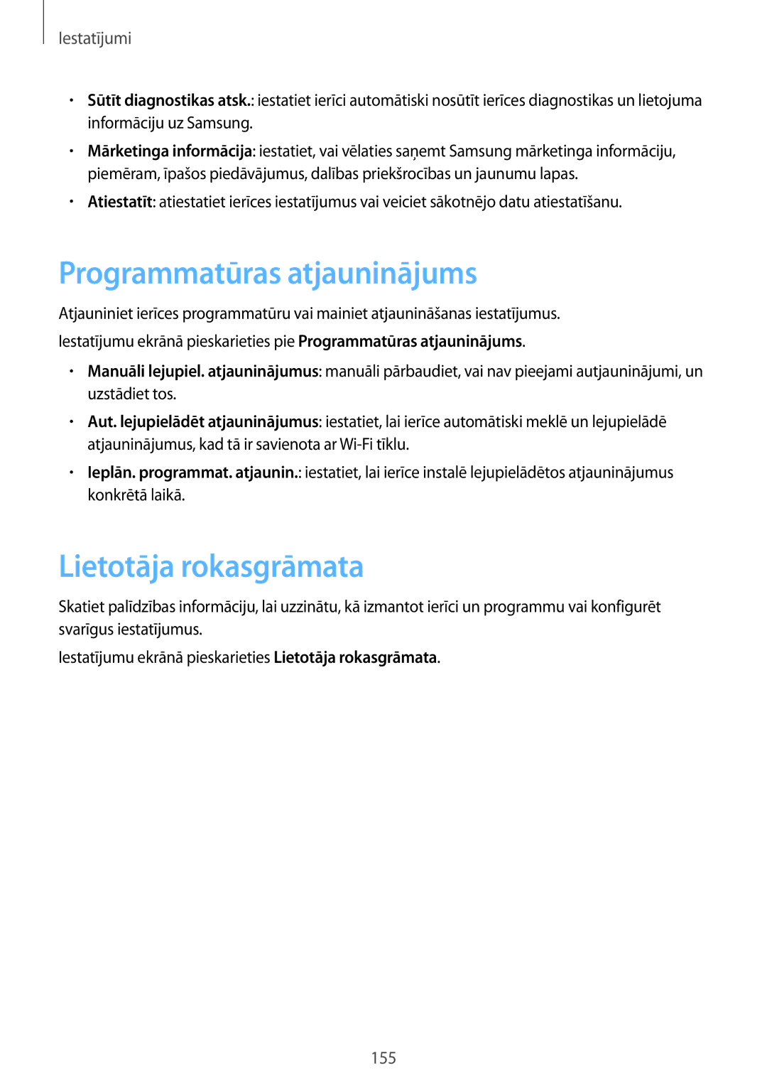 Samsung SM-G930FZDASEB manual Programmatūras atjauninājums, Lietotāja rokasgrāmata 