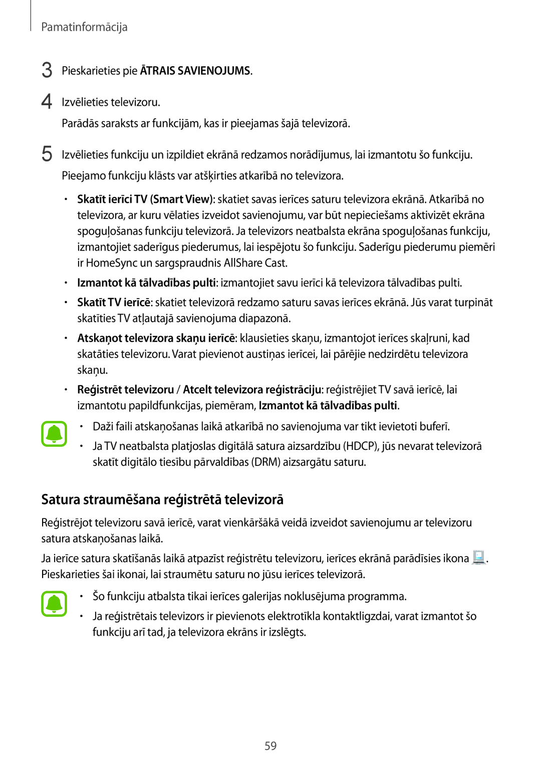 Samsung SM-G930FZDASEB manual Satura straumēšana reģistrētā televizorā 