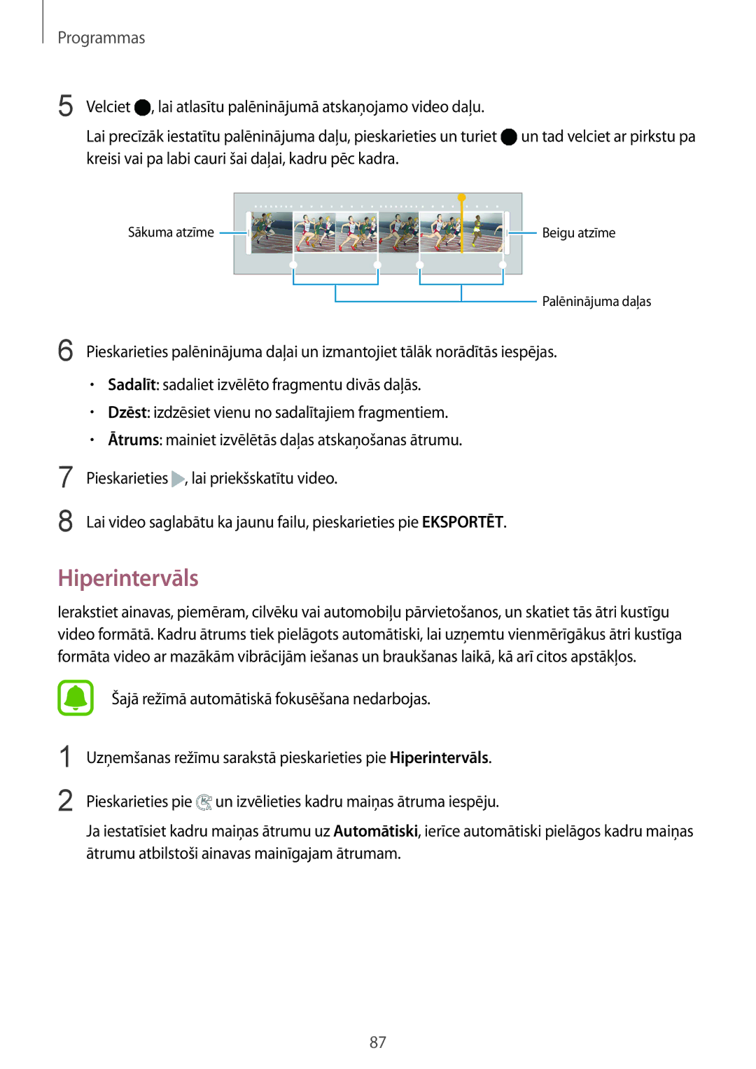 Samsung SM-G930FZDASEB manual Hiperintervāls 